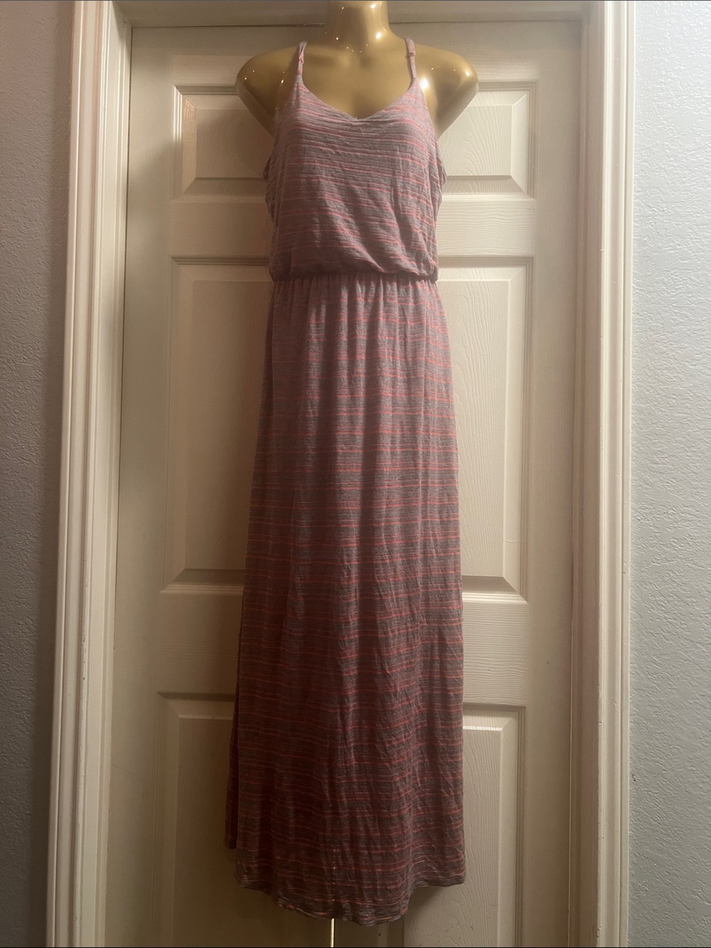 LC Lauren Conrad Pink Striped Spaghetti Strap Maxi Dress (Bin 6-024)